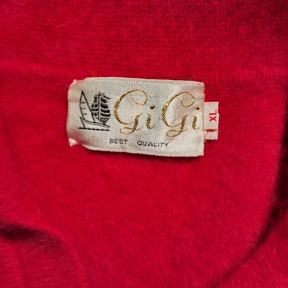 Vintage GiGi Womens Red Mohair Button Down Cardigan Sweater XL Cozycore - Picture 5 of 7